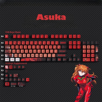 Asuka 104+18 Clear PC+PBT Dye-subbed Pudding Jelly Keycaps Set OEM Profile Mechanical Keyboard